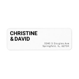 Minimalistisch terugzendadres voor zwart-witbruilo etiket