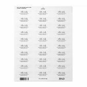Minimalistisch terugzendadres voor zwart-witbruilo etiket (Full Sheet)