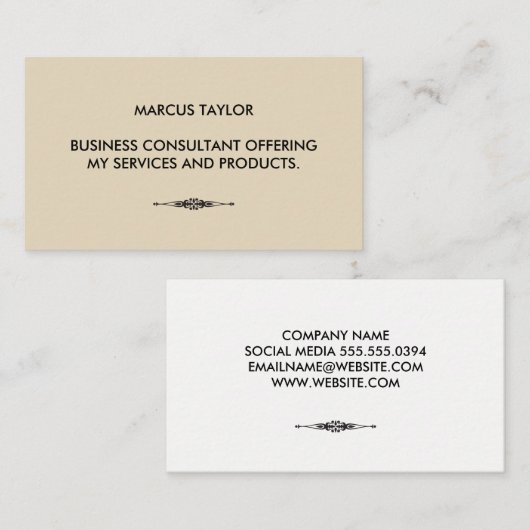 Minimalistisch textueel met geëmailleerd element visitekaartje (Voorkant / Achterkant)