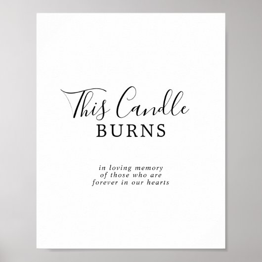 Minimalistisch This Candle Burns Trouwherdenking B Poster (Voorkant)