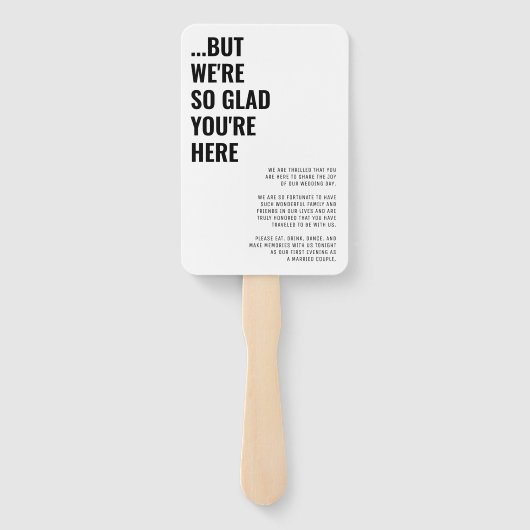 Minimalistisch tijdloos huwelijksceremonieprogramm handwaaier (Achterkant)