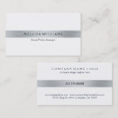 Minimalistisch tin metallic zilveren strepen op wi visitekaartje (Voorkant / Achterkant)