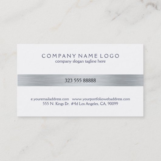 Minimalistisch tin metallic zilveren strepen op wi visitekaartje (Achterkant)