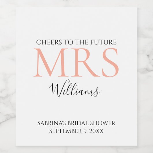 Minimalistisch toekomstig mevrouw Custom Vrijgezel Wijn Etiket (Enkel label)