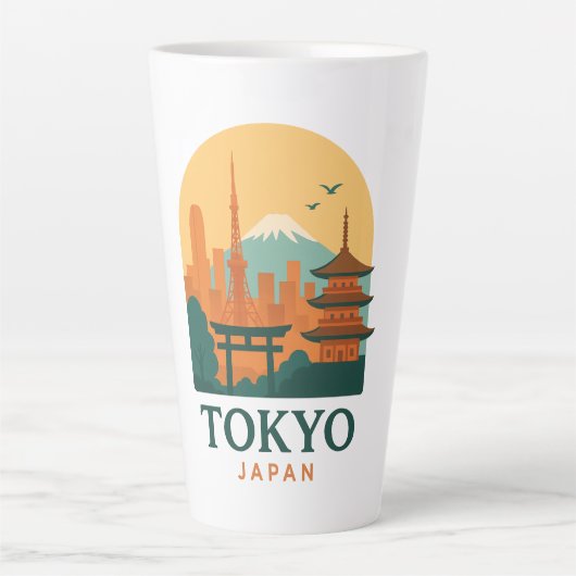 Minimalistisch Tokio Japan Reizen | Modern Latte Mok (Voorkant)