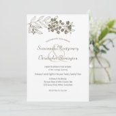 Minimalistisch topgrens Berry Leaf Wedding Kaart (Staand voorkant)