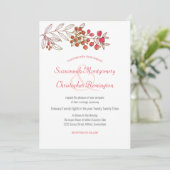 Minimalistisch topgrens Berry Leaf Wedding Kaart (Staand voorkant)