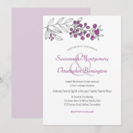 Minimalistisch topgrens Berry Leaf Wedding Kaart