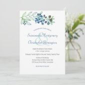 Minimalistisch topgrens Berry Leaf Wedding Kaart (Staand voorkant)