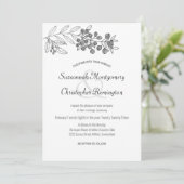 Minimalistisch topgrens Berry Leaf Wedding Kaart (Staand voorkant)