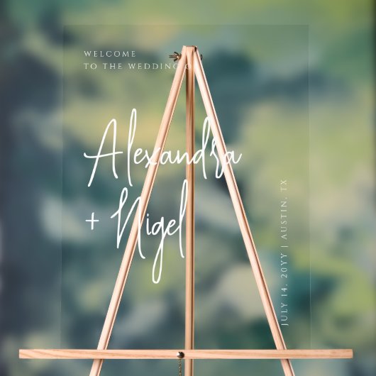 Minimalistisch transparant Classy Wedding Welkom Acryl Bord (Neutraal)