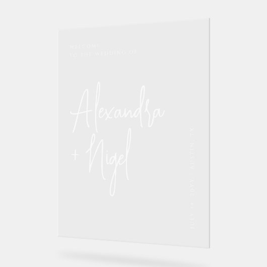 Minimalistisch transparant Classy Wedding Welkom Acryl Bord (Hoek)