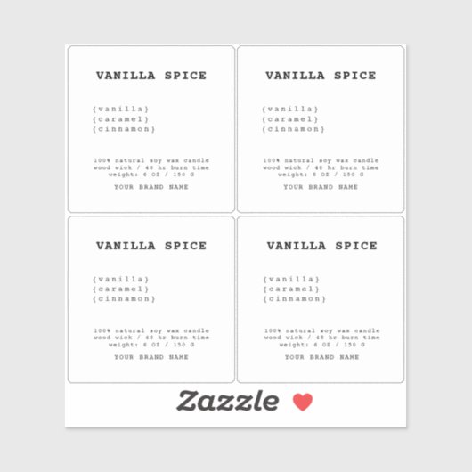 Minimalistisch transparant kaarsetiket sticker (Vel)