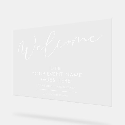 Minimalistisch transparant zakelijk evenement Welk Acryl Bord (Hoek)