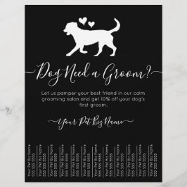 Minimalistisch Trendy Black en White Dog Grooming Flyer