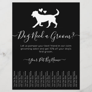 Minimalistisch Trendy Black en White Dog Grooming Flyer