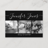 Minimalistisch Trendy Black en White Dog Grooming Visitekaartje (Voorkant)