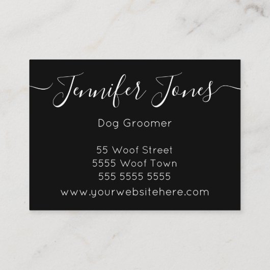 Minimalistisch Trendy Black en White Dog Grooming Visitekaartje (Achterkant)