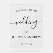 Minimalistisch trendy bruiloft welkom acryl bord (Voorkant)