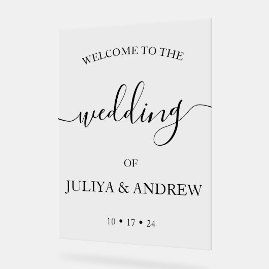 Minimalistisch trendy bruiloft welkom acryl bord (Hoek)