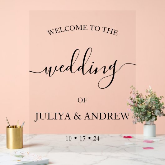 Minimalistisch trendy bruiloft welkom acryl bord (Huwelijk)