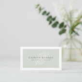 Minimalistisch Trendy Elegant Sage Green White Pal Visitekaartje (Staand voorkant)