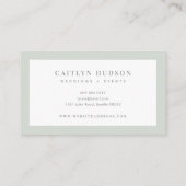 Minimalistisch Trendy Elegant Sage Green White Pal Visitekaartje (Achterkant)