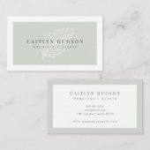 Minimalistisch Trendy Elegant Sage Green White Pal Visitekaartje (Voorkant / Achterkant)