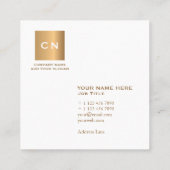 Minimalistisch Trendy Gold Square White Visitekaar Vierkante Visitekaartje (Achterkant)