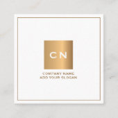 Minimalistisch Trendy Gold Square White Visitekaar Vierkante Visitekaartje (Voorkant)