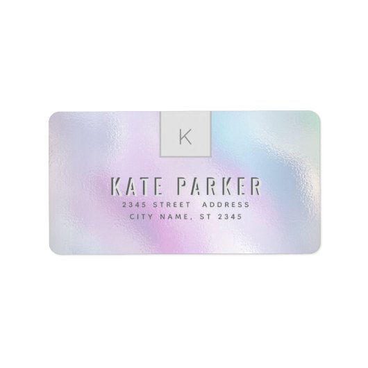 Minimalistisch trendy holographic monogram label (Voorkant)