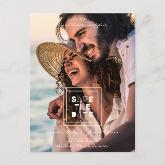 Minimalistisch Trendy Romantic Photo Couple Weddin Briefkaart (Voorkant)