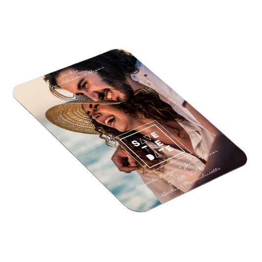 Minimalistisch Trendy Romantic Photo Couple Weddin Magneet (Rechterzijde)