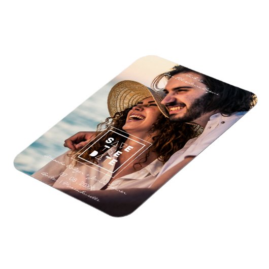 Minimalistisch Trendy Romantic Photo Couple Weddin Magneet (Linkerzijde)