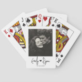 Minimalistisch Trendy Script Paar Foto Hart Aangep Pokerkaarten (Achterkant)
