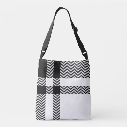 Minimalistisch Trendy Zwart-wit Plaid Crossbody Tas (Achterkant)