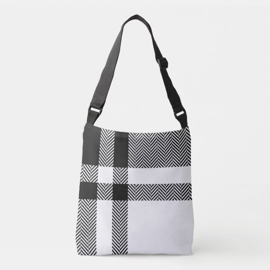 Minimalistisch Trendy Zwart-wit Plaid Crossbody Tas (Voorkant)