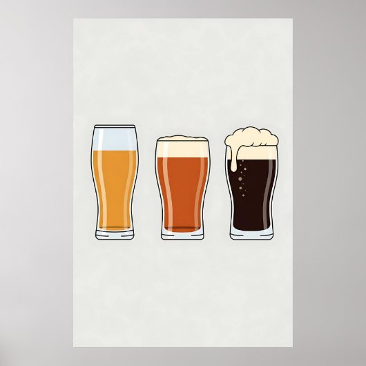 Minimalistisch Trio van Bierglazen - Bier Poster (Voorkant)