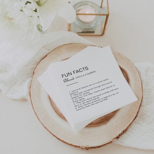 Minimalistisch Trivia Fun Facts Wedding Servet