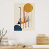 Minimalistisch Trombone Ensemble | Midden-Eeuws Mo Poster (Keuken)