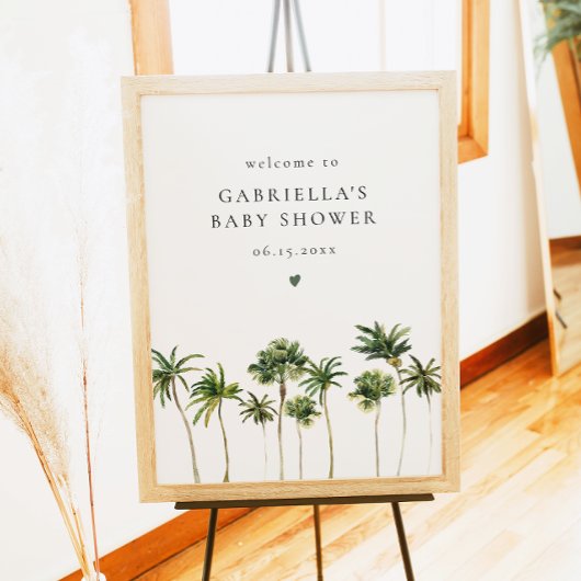 Minimalistisch Tropical Palm Tree Baby shower Welk Poster