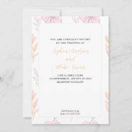 Minimalistisch tropisch roze en Oranje Floral Wedd Kaart