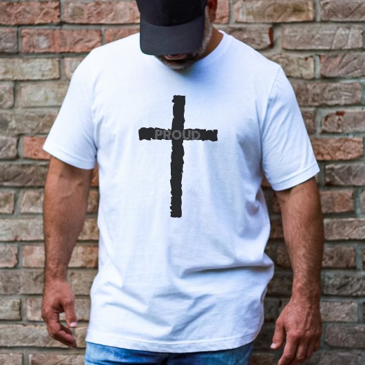 Minimalistisch Trots Christelijk stenen kruislicht T-shirt