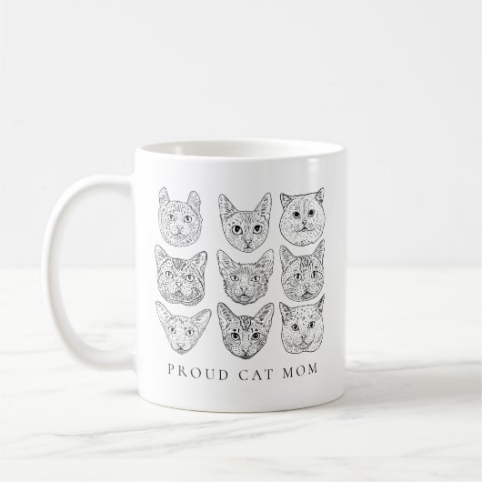 Minimalistisch Trots Kat Moeder Kat Liefhebber Kat Koffiemok (Links)