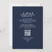 Minimalistisch Trouw Monogram Donker Marine Modern Save The Date (Achterkant)