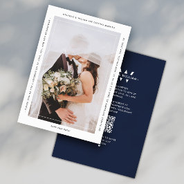 Minimalistisch Trouw Monogram Donker Marine Modern Save The Date