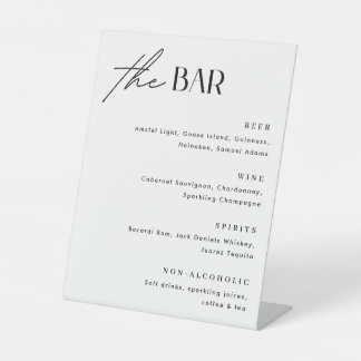 Minimalistisch trouwbarmenu reclamebord met voetstuk