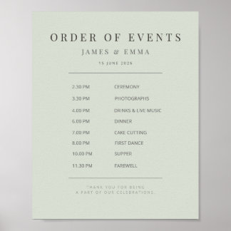 Minimalistisch trouwbord | Bleke salie Poster