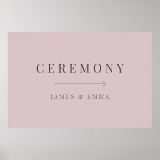 Minimalistisch trouwbord Dusky Rose Poster