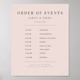 Minimalistisch trouwbord | Warm roze Poster